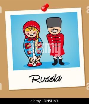 Russland reisen Menschen in instant Fotorahmen Stock Vektor