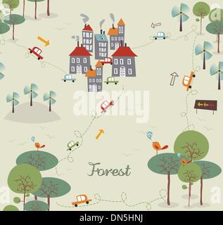 Jahrgang gehen grüne Stadt Musterdesign Stock Vektor