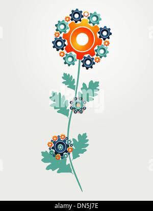 Getriebekonzept Maschine Blume Stock Vektor