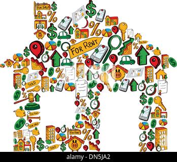 Immobilien Symbolsatz Haus Stock Vektor