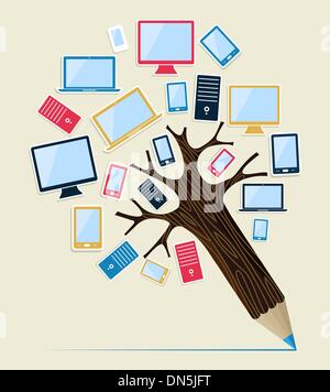 Gadget Gerätebaum Konzept Bleistift Stock Vektor