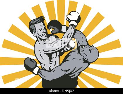 Boxer KO-Schlag zu verbinden Stock Vektor