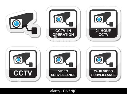 CCTV-Kamera, Video-Überwachung-Symbole-set Stock Vektor