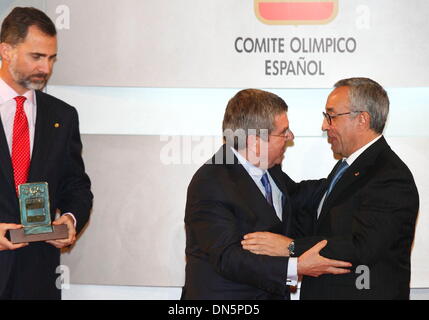 Präsident des Internationalen Olympischen Komitees, Thomas Bach, Sonderpreis Galordonado "Samaranch". Stockfoto