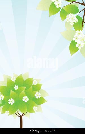 Grüne Baum und Sonne Strahlen Stock Vektor