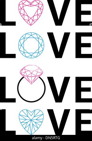 Diamant-Liebe, Vektor Stock Vektor