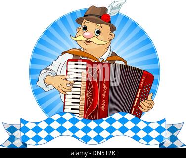 Oktoberfest-Akkordeon-Spieler Stock Vektor