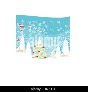 Der Weihnachtsmann den Sack voller Geschenke fliegen Stock Vektor