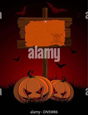 Halloween Holzschild Stock Vektor