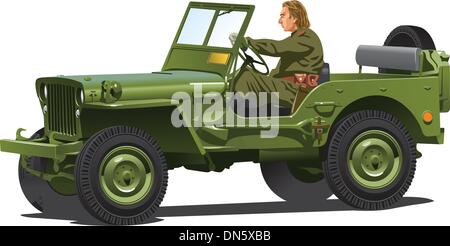 Zweiter Weltkrieg Armee Jeep. Stock Vektor