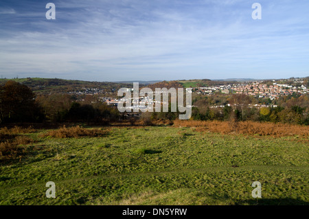 Rhymney Valley Ridgway Fußweg über Richard Barke, Gwent, South Wales Tälern. Stockfoto