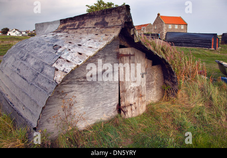 Lindisfarne Island Northumberland Fishermans Schuppen Stockfoto