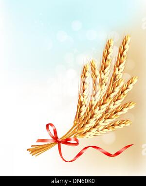 Ähren mit rotem Band. Vektor-Illustration. Stock Vektor