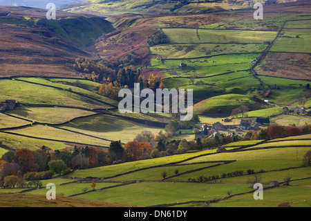 Swaledale Muker Dorf in der Yorkshire Dales National Park im Herbst Stockfoto