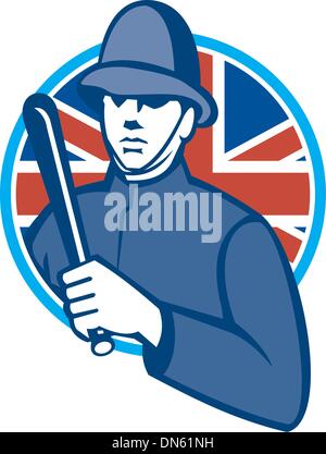 Britischer Bobby Polizist Schlagstock Flagge Stock Vektor