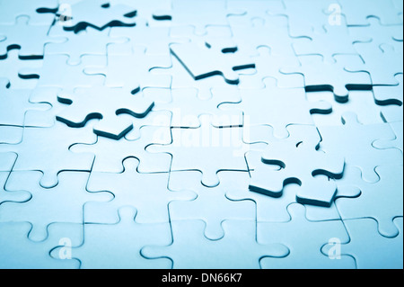 leere Jigsaw Puzzle, unvollendet Stockfoto