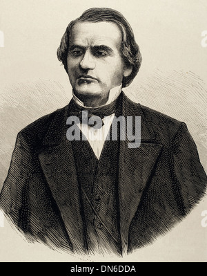 Andrew Johnson (1808-1875). 17. Präsident der Vereinigten Staaten, darunter von 1865 bis 1869. Demokratische Partei. Gravur. Stockfoto