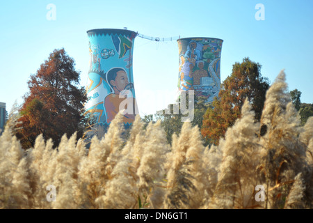 Die Soweto Wasser Kühltürme in Südafrika. Stockfoto