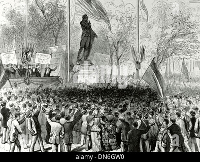 Marquis de La Fayette (1757-1834). Französischer Militär und Politiker. Einweihung der Statue am Union Square, 1876. New York. Stockfoto