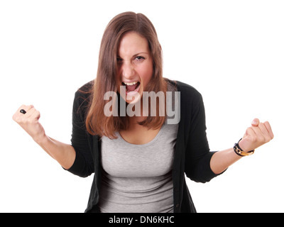 böse Frau schreiend Stockfoto