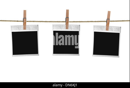 Alte Film-Rohlinge an einem Seil hängen Stockfoto