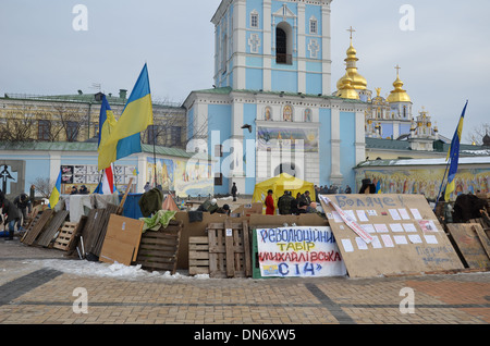 Lager der Demonstranten in der ukrainischen Hauptstadt Stockfoto