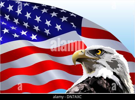 Weißkopf-Seeadler amerikanische Flagge Stock Vektor