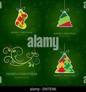 Set von vier Vektor Grußkarten Weihnachten Elemente Stock Vektor