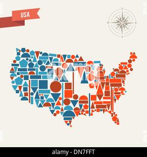 Karte der USA geometrische Figuren Stock Vektor