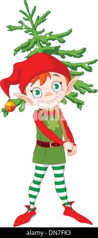 Elf und Baum Stock Vektor