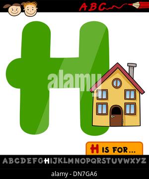 Buchstabe h mit Haus Cartoon illustration Stock Vektor