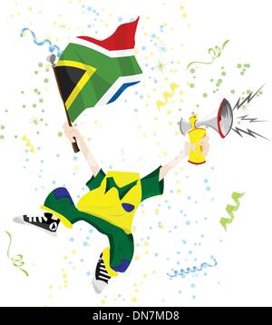 Südafrika Fußball-Fan mit Kugelkopf. Stock Vektor