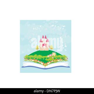 Magische Welt der Märchen, Märchenschloss aus dem Buch erscheinen Stock Vektor