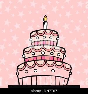 Rosa Geburtstagstorte Stock Vektor