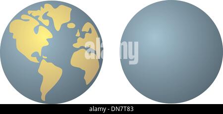 Handgezeichnete Planet Erde Vektorgrafik mit beiden Globen. Welt melden Sie isolierten auf weißen Hintergrund Stock Vektor