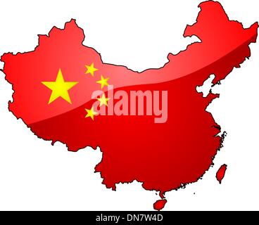 Karte und Flagge von China Stock Vektor