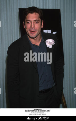 20. Januar 2001 - JAVIER BARDEM. GOLDENE MAGAZIN PRE S 2001-PARTEI ZU SPRECHEN. MONDRIAN HOTEL WEST HOLLYWOOD CA 20.01.2001. NINA PROMMER.   2001 K20880NP. (Kredit-Bild: © Globe Photos/ZUMAPRESS.com) Stockfoto