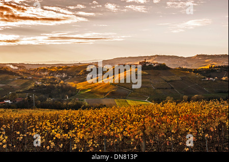 Europa Italien Piemont Europa Italien Piemont Langhe Castiglione Falletto und Weinberge Stockfoto