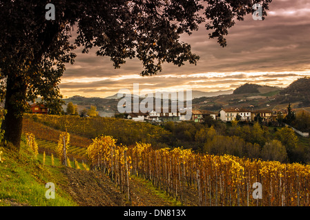 Europa-Italien-Piemont-Häuser in der Nähe von Serralunga D'Alba Stockfoto