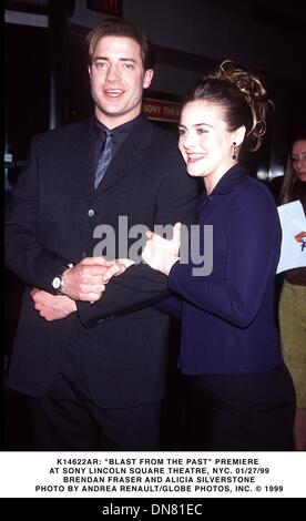 27. Januar 1999 - K14622AR: '' BLAST FROM THE PAST"PREMIERE beim SONY LINCOLN SQUARE THEATER, NYC. 01/27/99.BRENDAN FRASER UND ALICIA SILVERSTONE. ANDREA RENAULT / 1999 (Kredit-Bild: © Globe Photos/ZUMAPRESS.com) Stockfoto