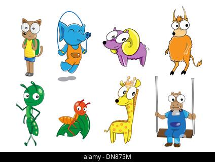 Satz von tierischen cartoon Stock Vektor