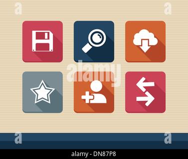 Web-apps quadratische flache Icons Set. Stock Vektor