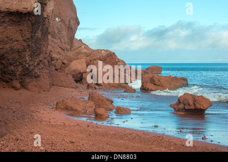 Roter Sandstrand, Insel Rabida, Galapagos, Ecuador Stockfoto