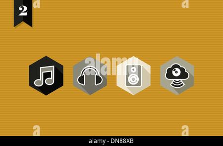 Musik-Ikonen flachere legen. Stock Vektor