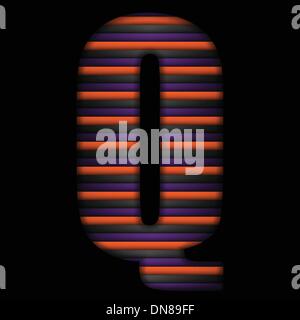 Halloween-Alphabets Streifen Schwarz Orange lila Vektor Stock Vektor