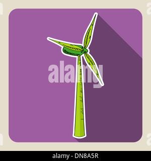 Skizze Stil grüne Windmühle. Stock Vektor