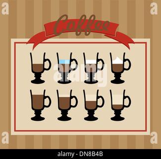 Retro-Kaffeetassen set Poster. Stock Vektor