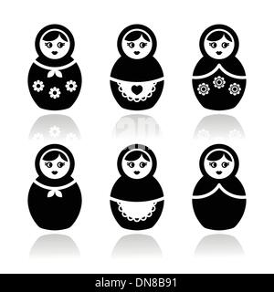 Russische Puppe set Retro-Babuschka-Vektor-icons Stock Vektor