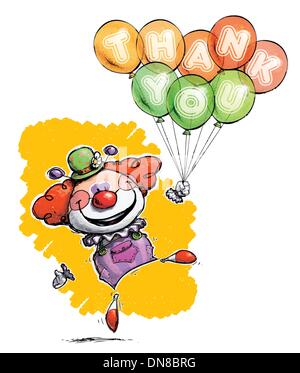 Clown mit Ballons sagen Danke Stock Vektor