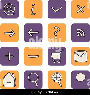 Vektor Web Tools Symbole Symbolschaltfläche. Website design-violett und orange Elemente isoliert auf weißem Hintergrund Stock Vektor